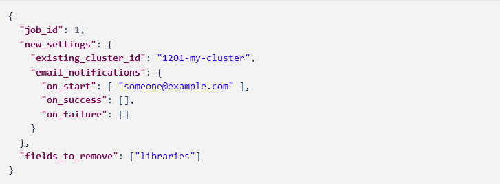 JSON Response Update 1 - Databricks Jobs API